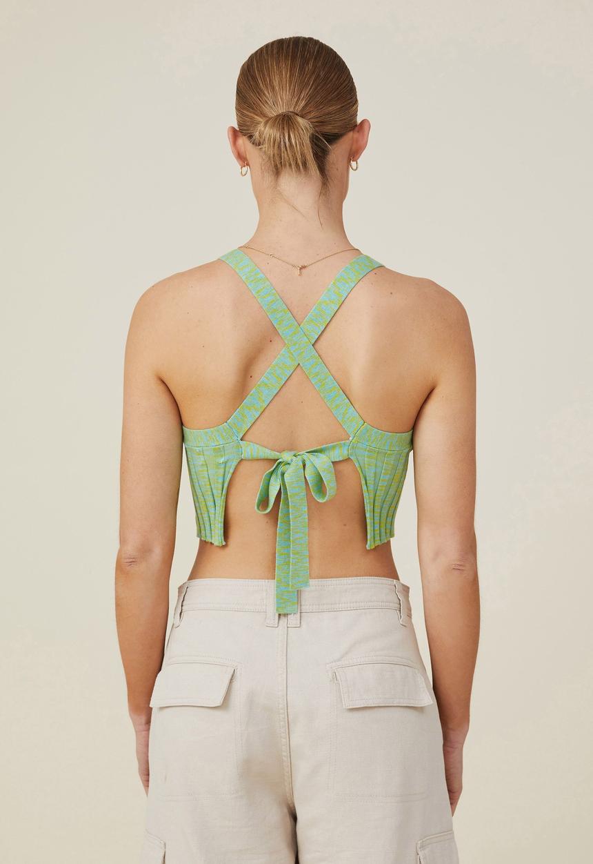 Cotton On - Rainbow spacedye knit cami - mint spacedye