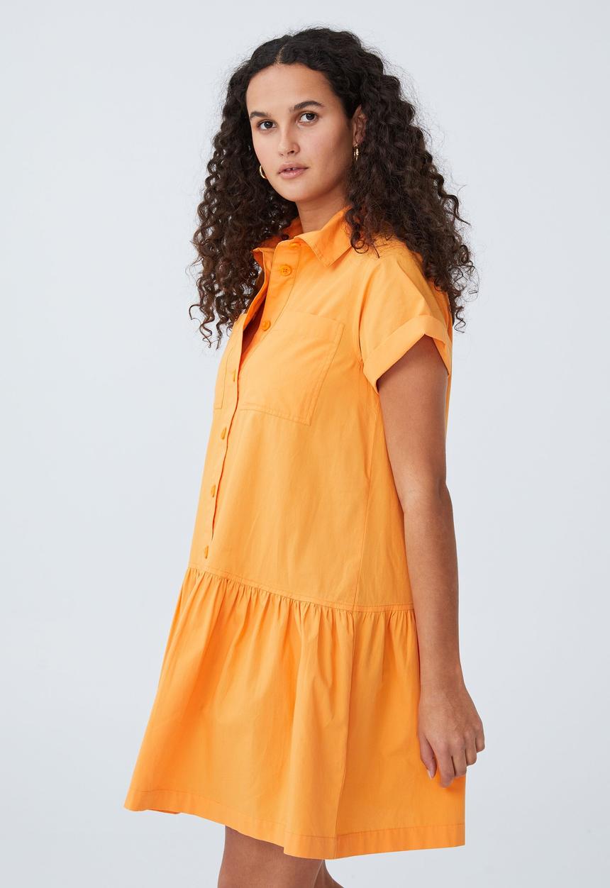Cotton On - Scout mini shirt dress - soft orange