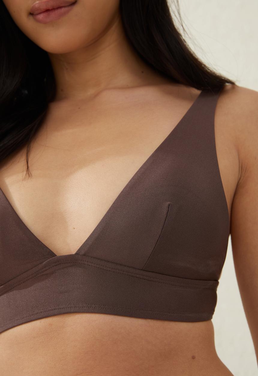 Cotton On - Wide tri bikini top - brownie shimmer