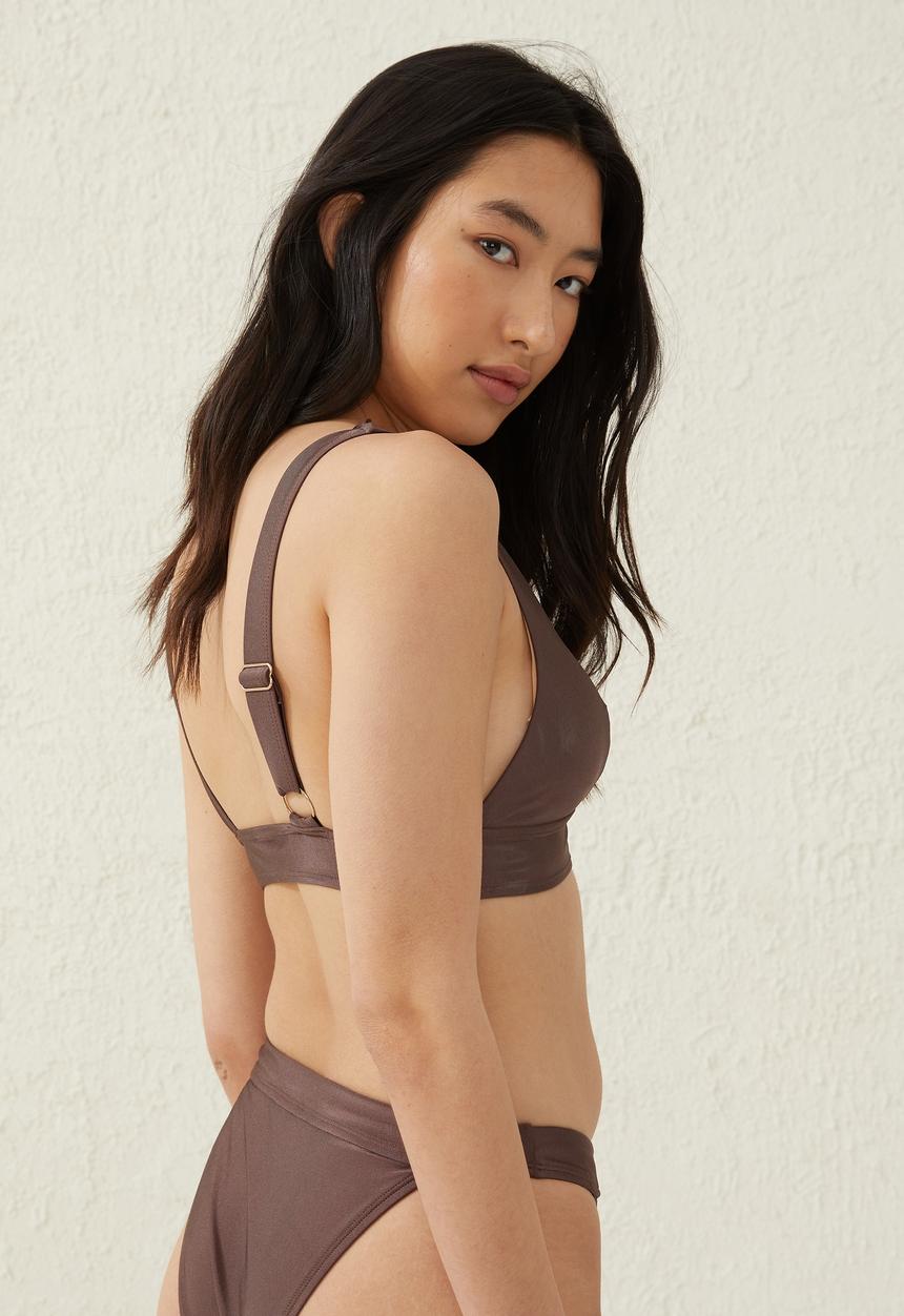 Cotton On - Wide tri bikini top - brownie shimmer