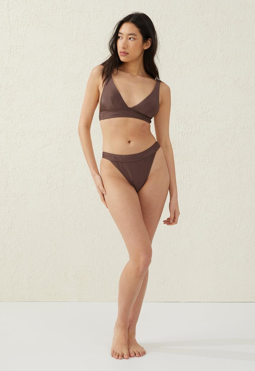 Cotton On - Wide tri bikini top - brownie shimmer