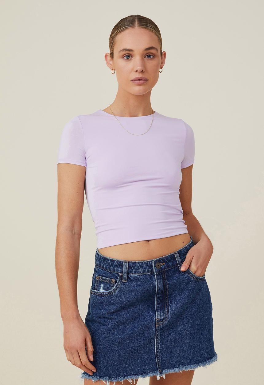 Cotton On - Sculpted crew neck tee - sweet mauve