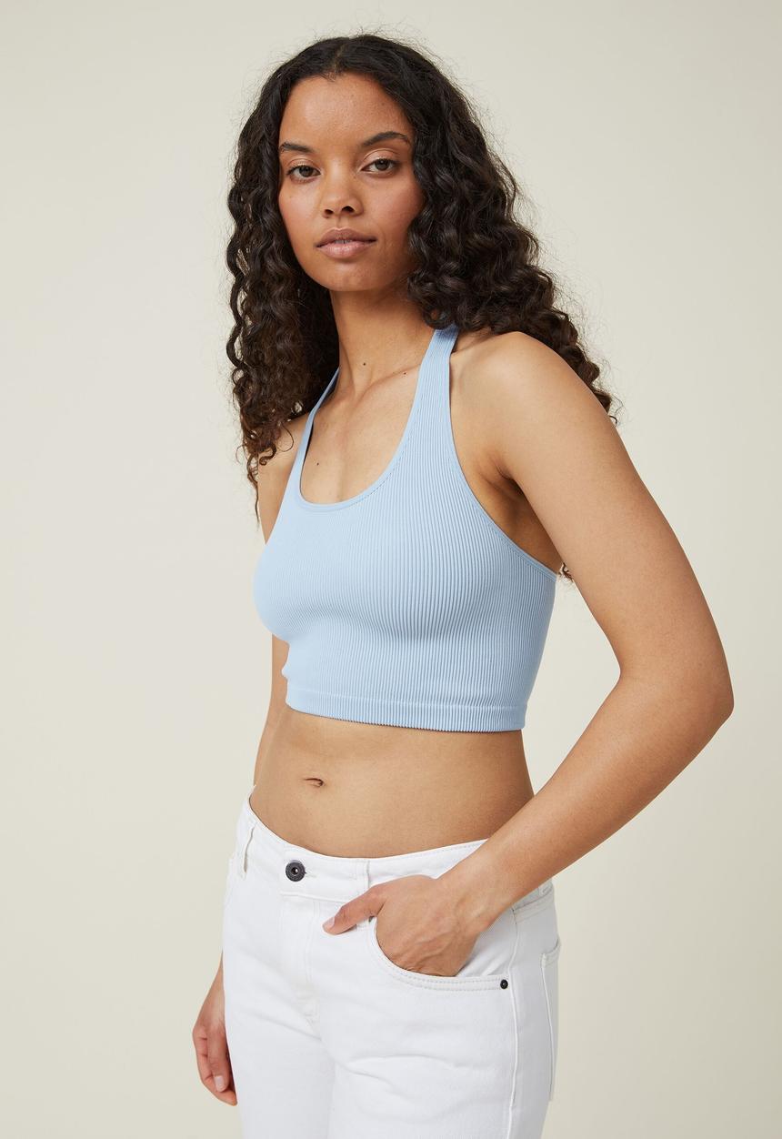 Cotton On - Seamless molly scoop neck halter - seaside blue