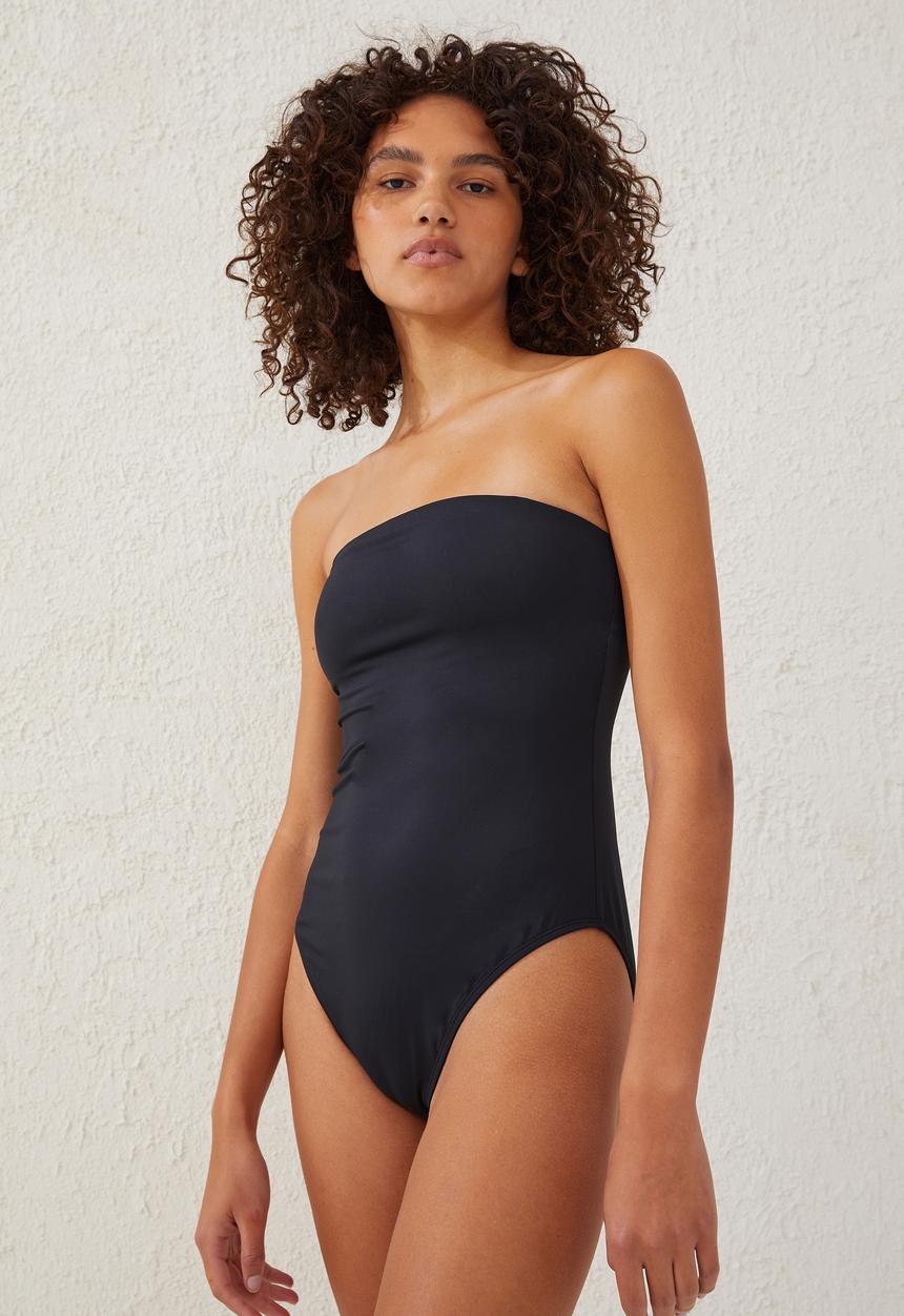 Cotton On - Strapless one piece cheeky - black