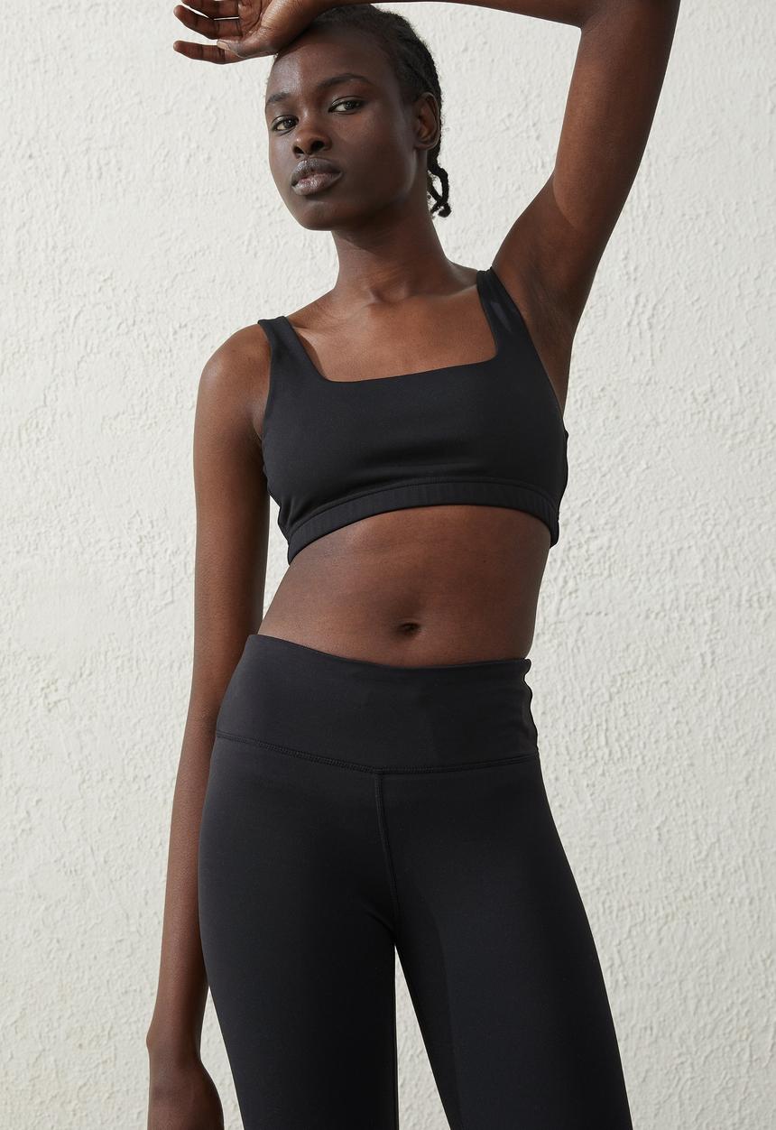 Cotton On - Square neck crop - black