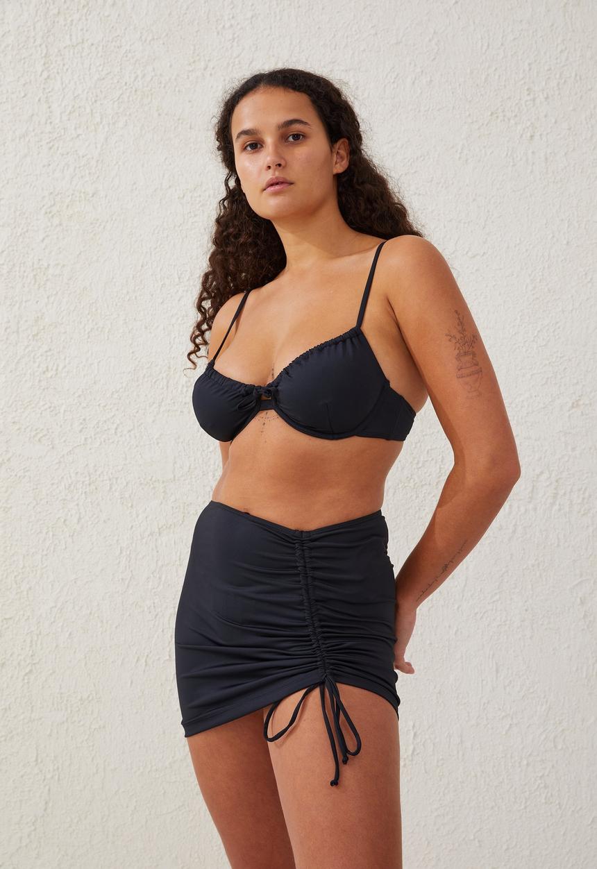 Cotton On - Side gathered swim skirt - black