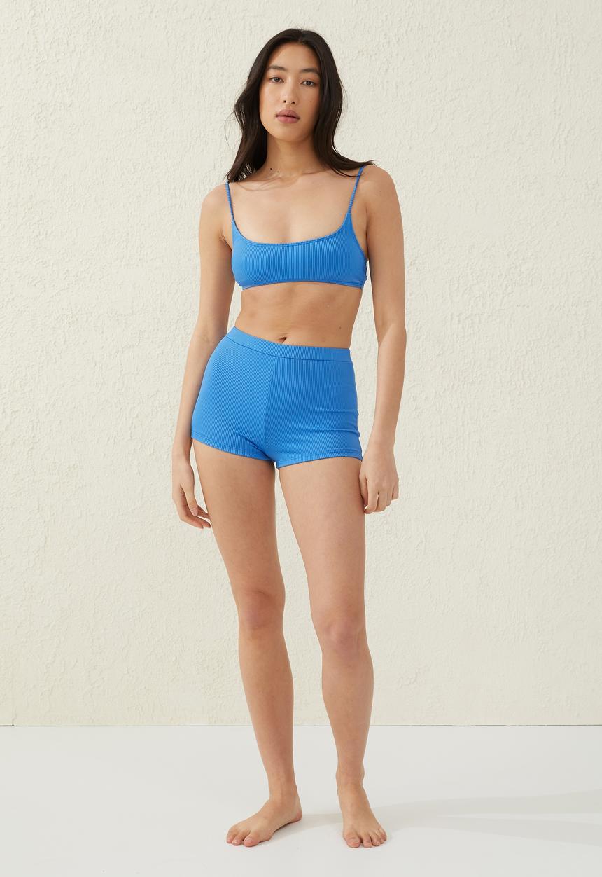 Cotton On - Scoop neck crop bikini top - deep sky rib
