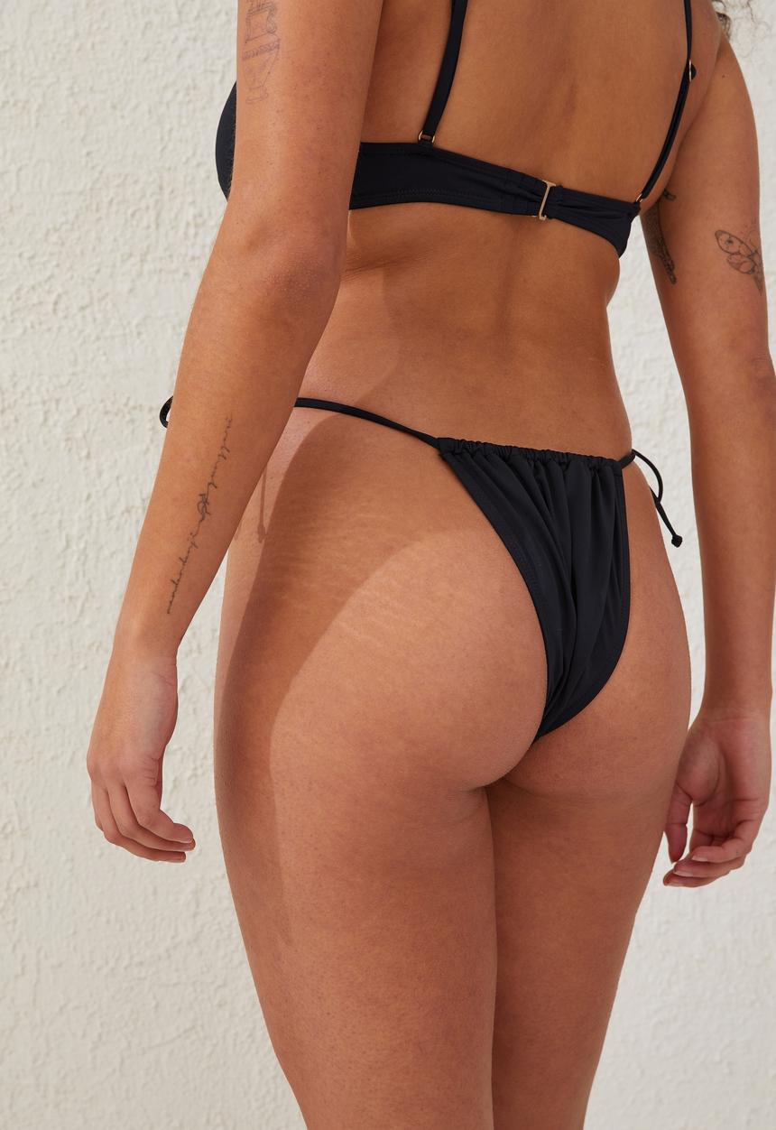 Cotton On - Tie side cheeky bikini bottom - black