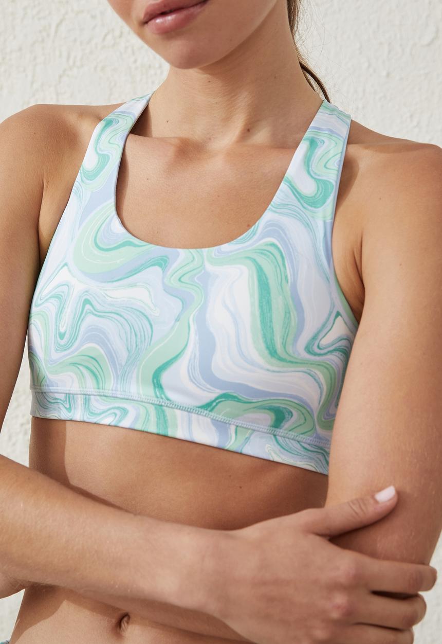 Cotton On - Lifestyle strappy crop - painterly marble cameo green