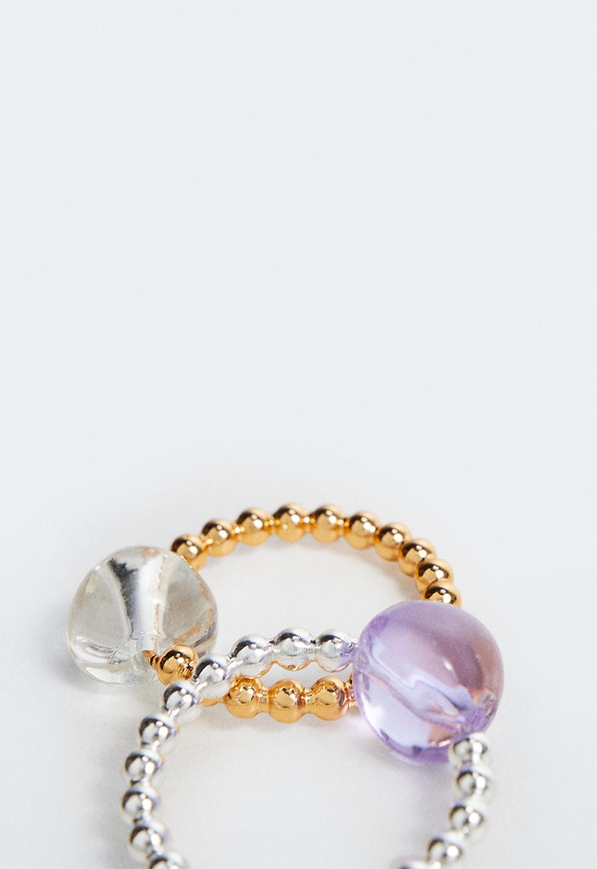 MANGO - Crystal ring set - gold
