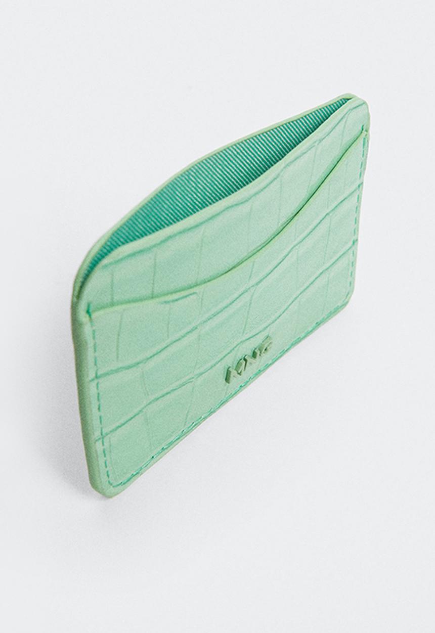 MANGO - Snake effect cardholder - pastel green