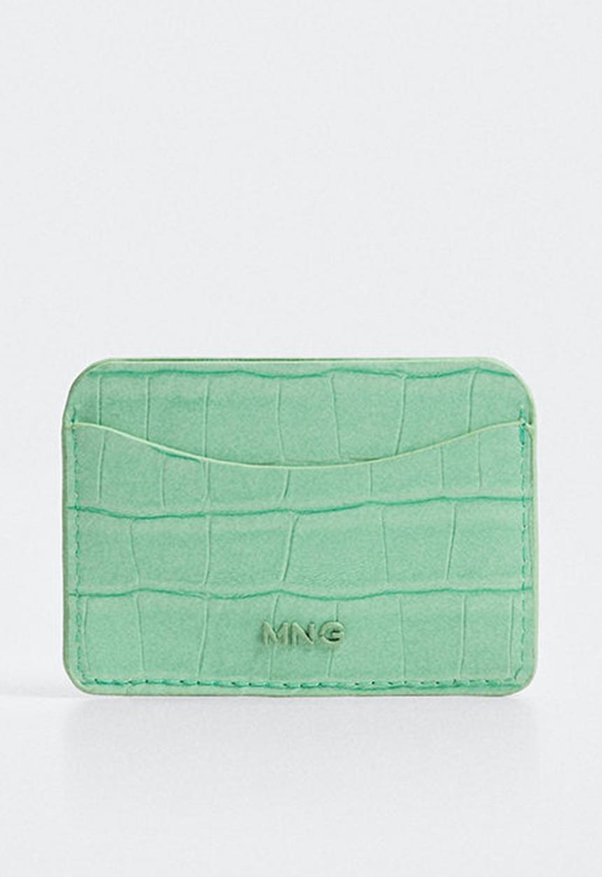 MANGO - Snake effect cardholder - pastel green
