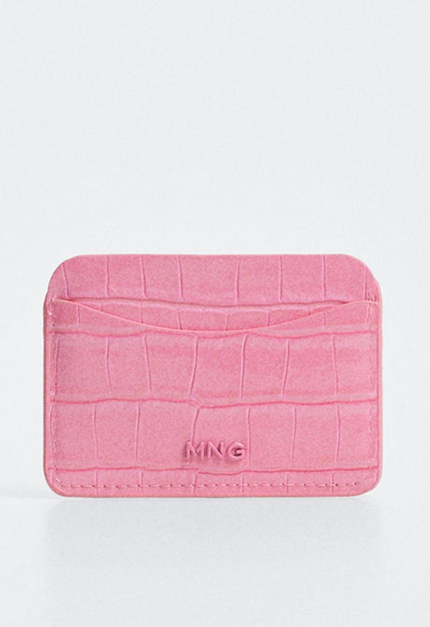 MANGO - Snake effect cardholder - fuchsia