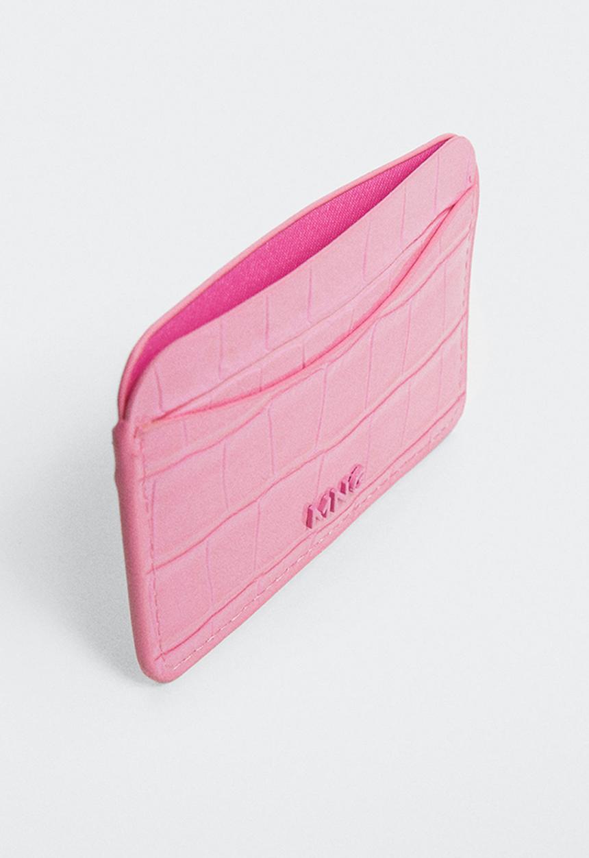 MANGO - Snake effect cardholder - fuchsia