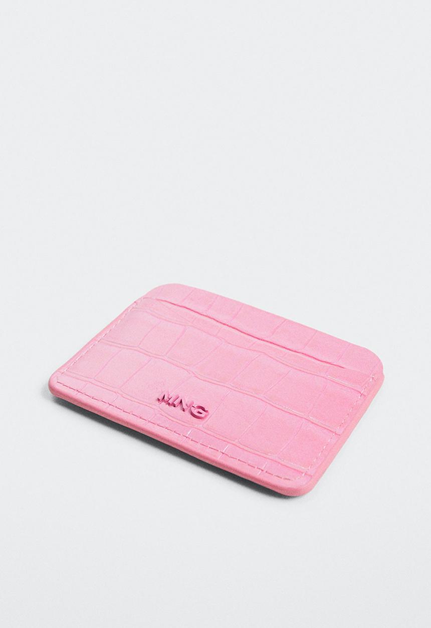 MANGO - Snake effect cardholder - fuchsia