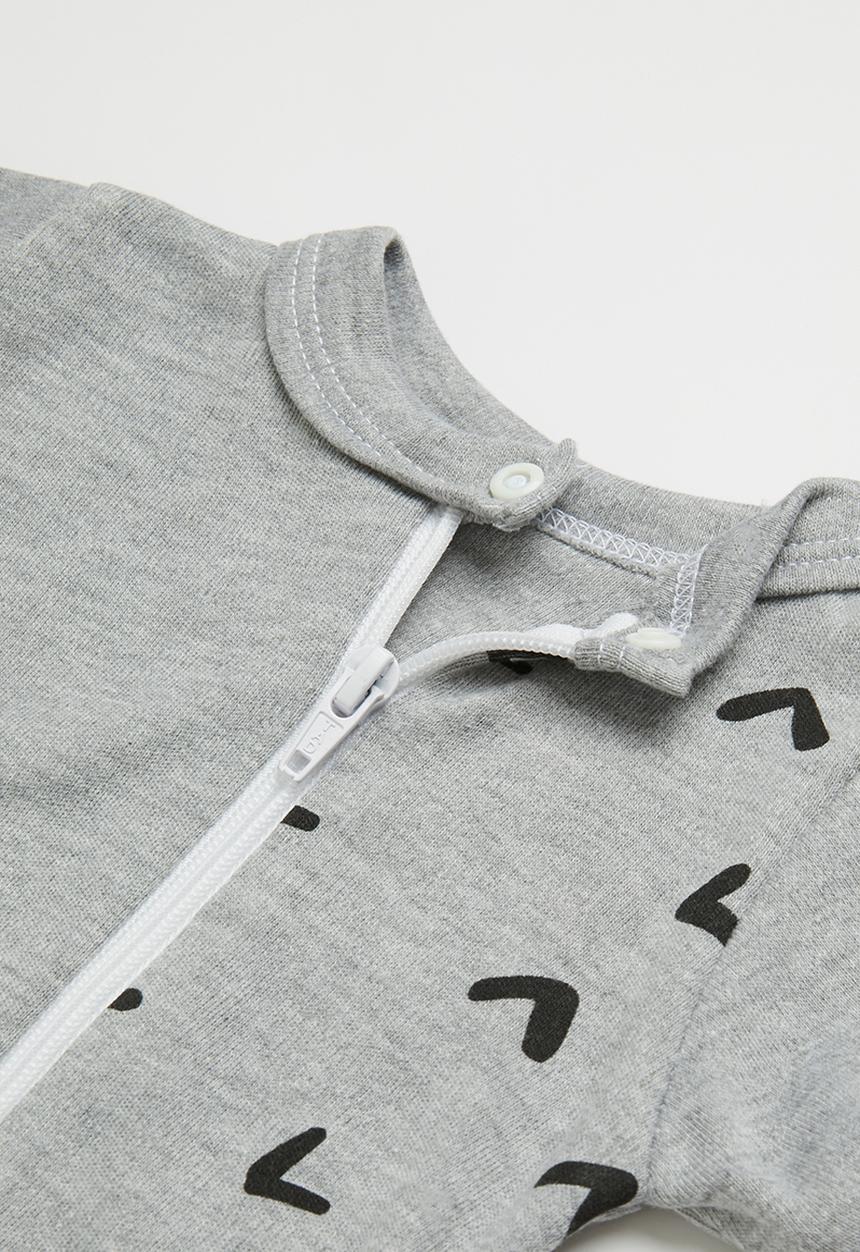 Little Lumps - Printed zip summer romper - grey