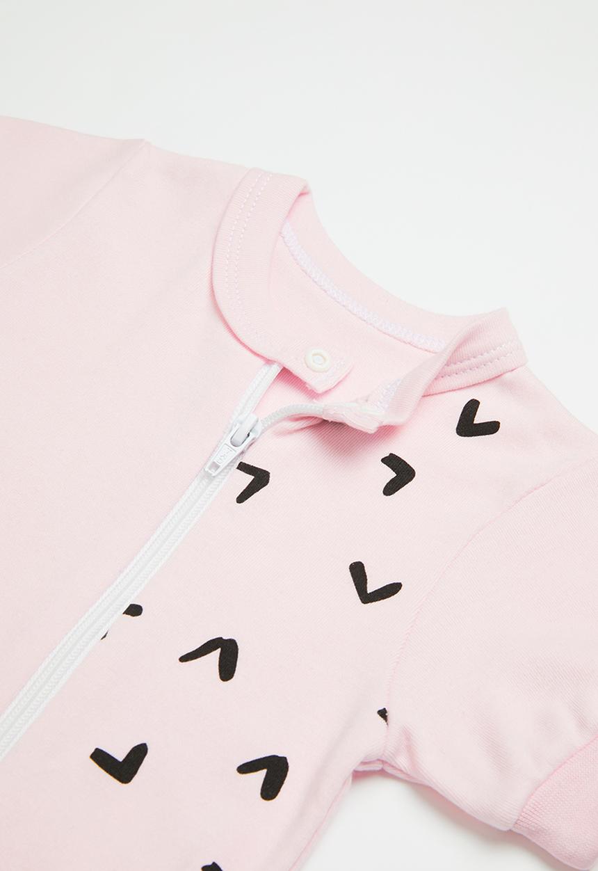 Little Lumps - Printed zip summer romper - pink