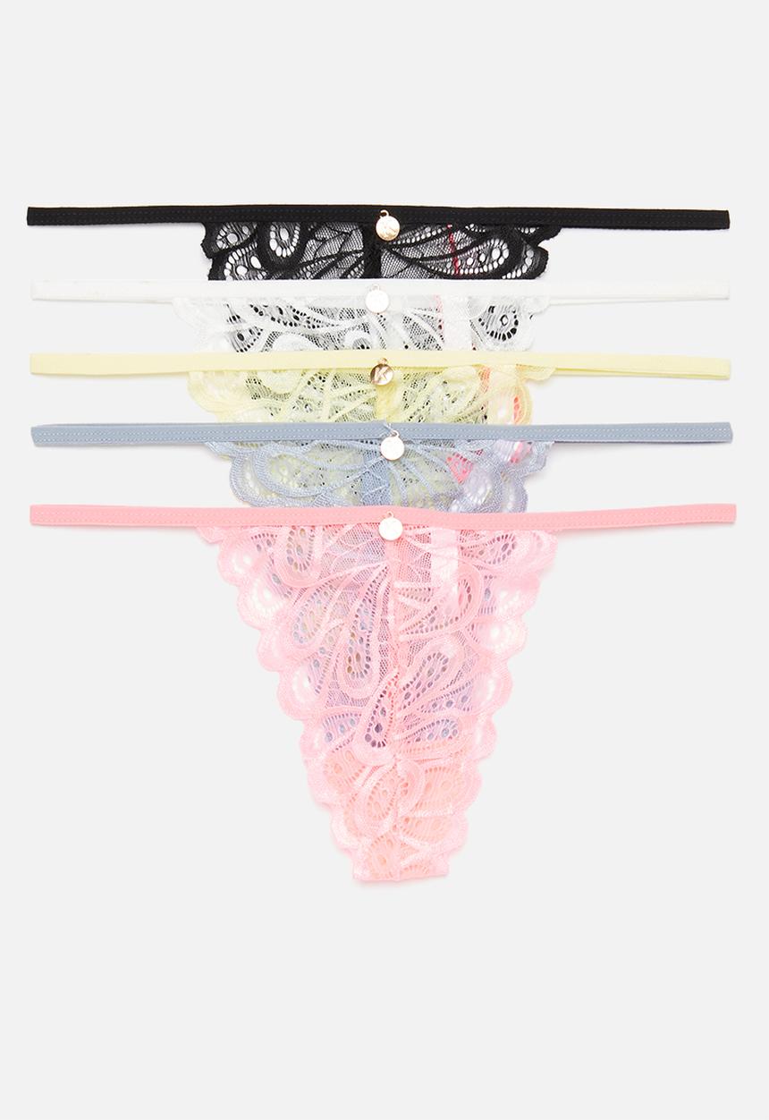 KANGOL - 5 Pack galloon lace t-string - multicolour