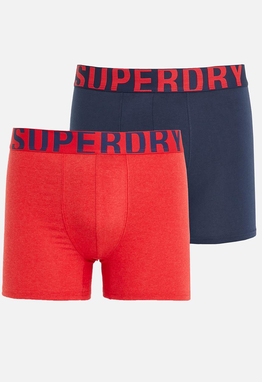 Superdry. - Boxer dual logo 2 pack - richest navy & risk red