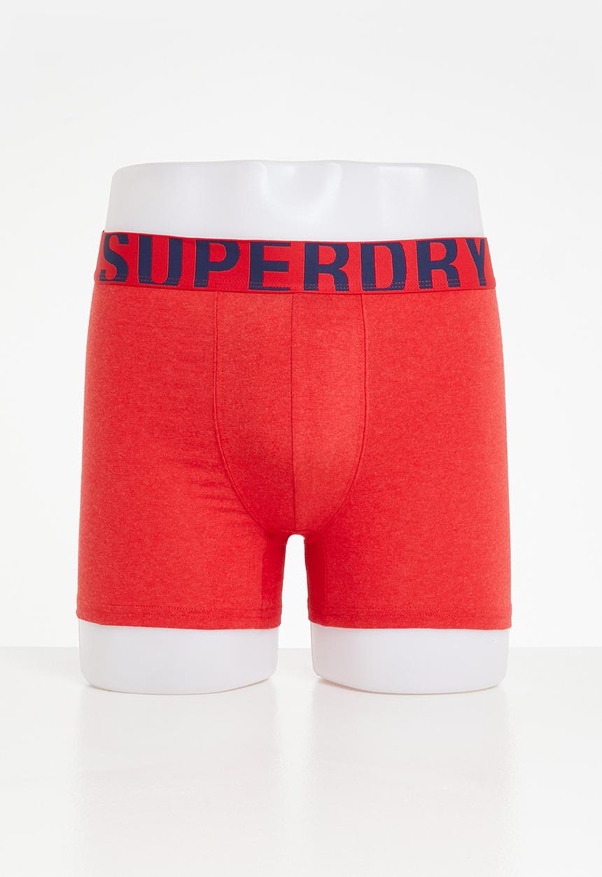 Superdry. - Boxer dual logo 2 pack - richest navy & risk red