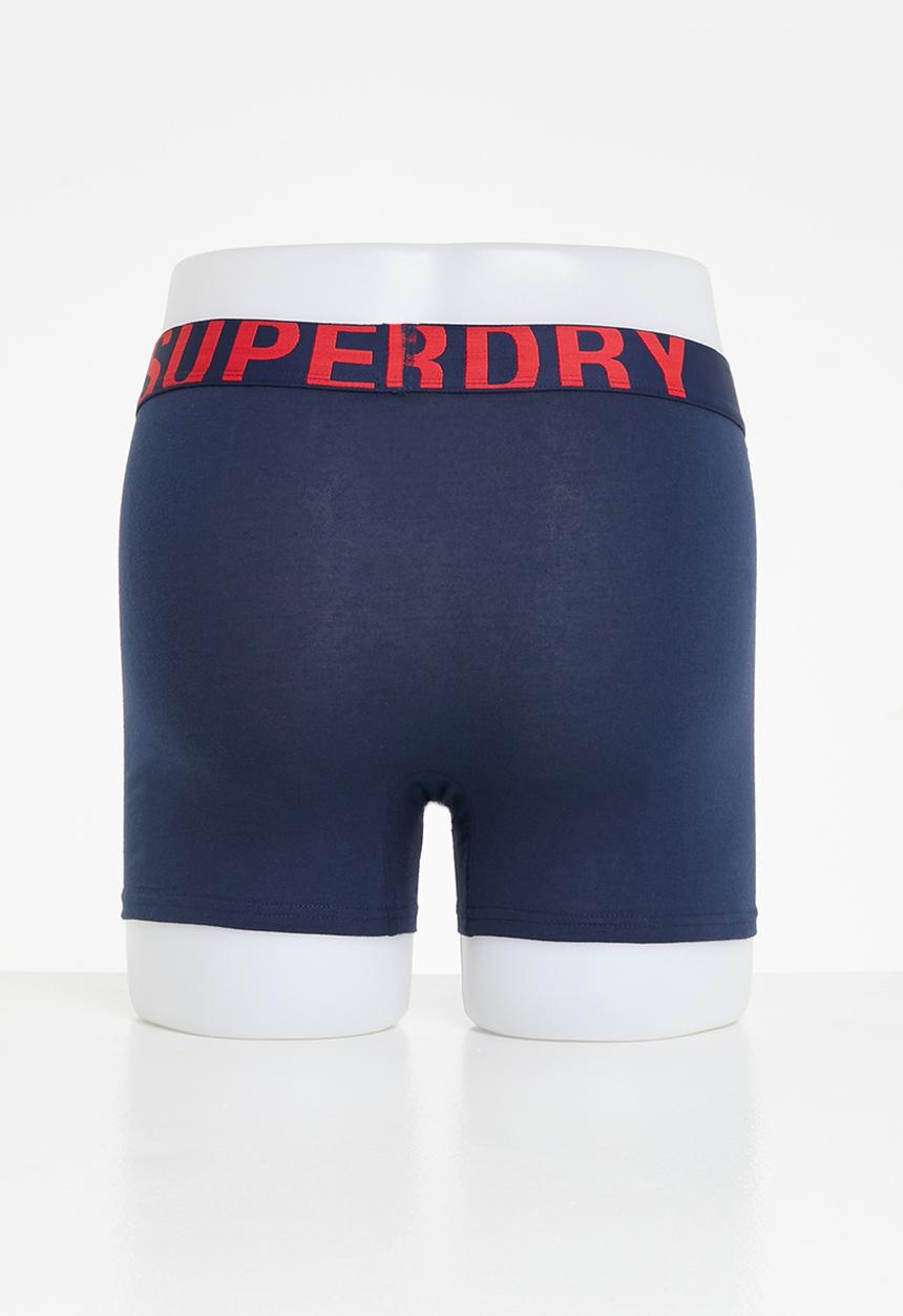 Superdry. - Boxer dual logo 2 pack - richest navy & risk red