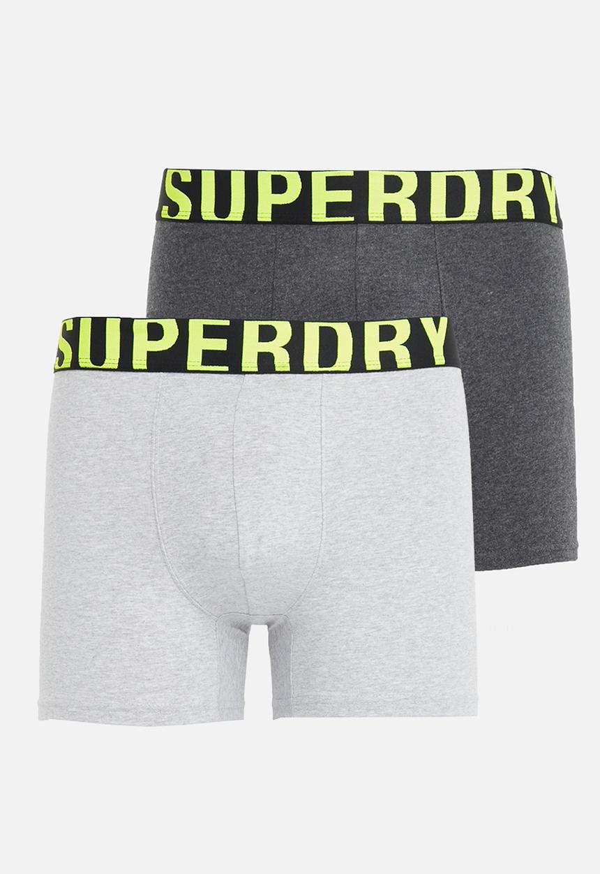 Superdry. - Boxer dual logo 2 pack - charcoal & grey 