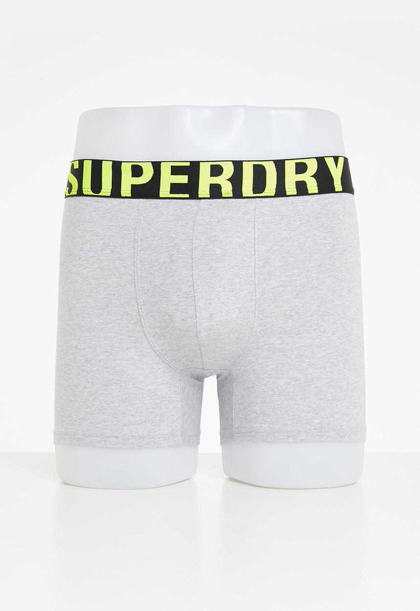 Superdry. - Boxer dual logo 2 pack - charcoal & grey 