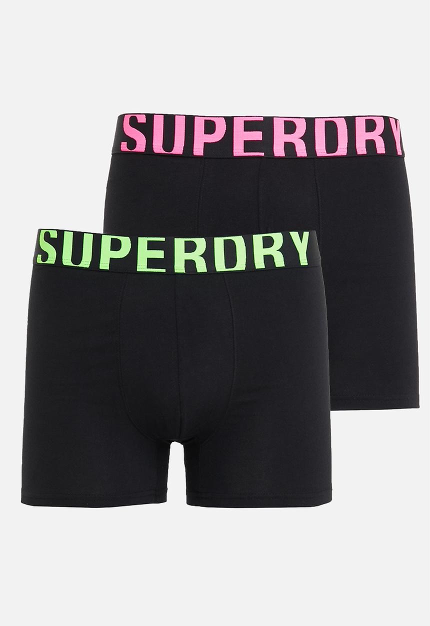 Superdry. - Boxer dual logo 2 pack - black