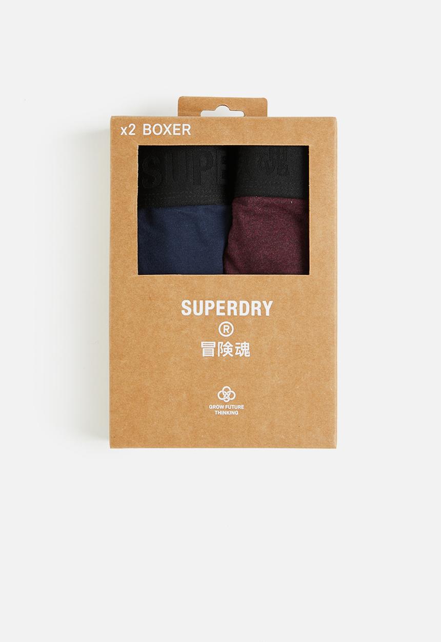 Superdry. - Boxer offset 2 pack - navy & burgundy