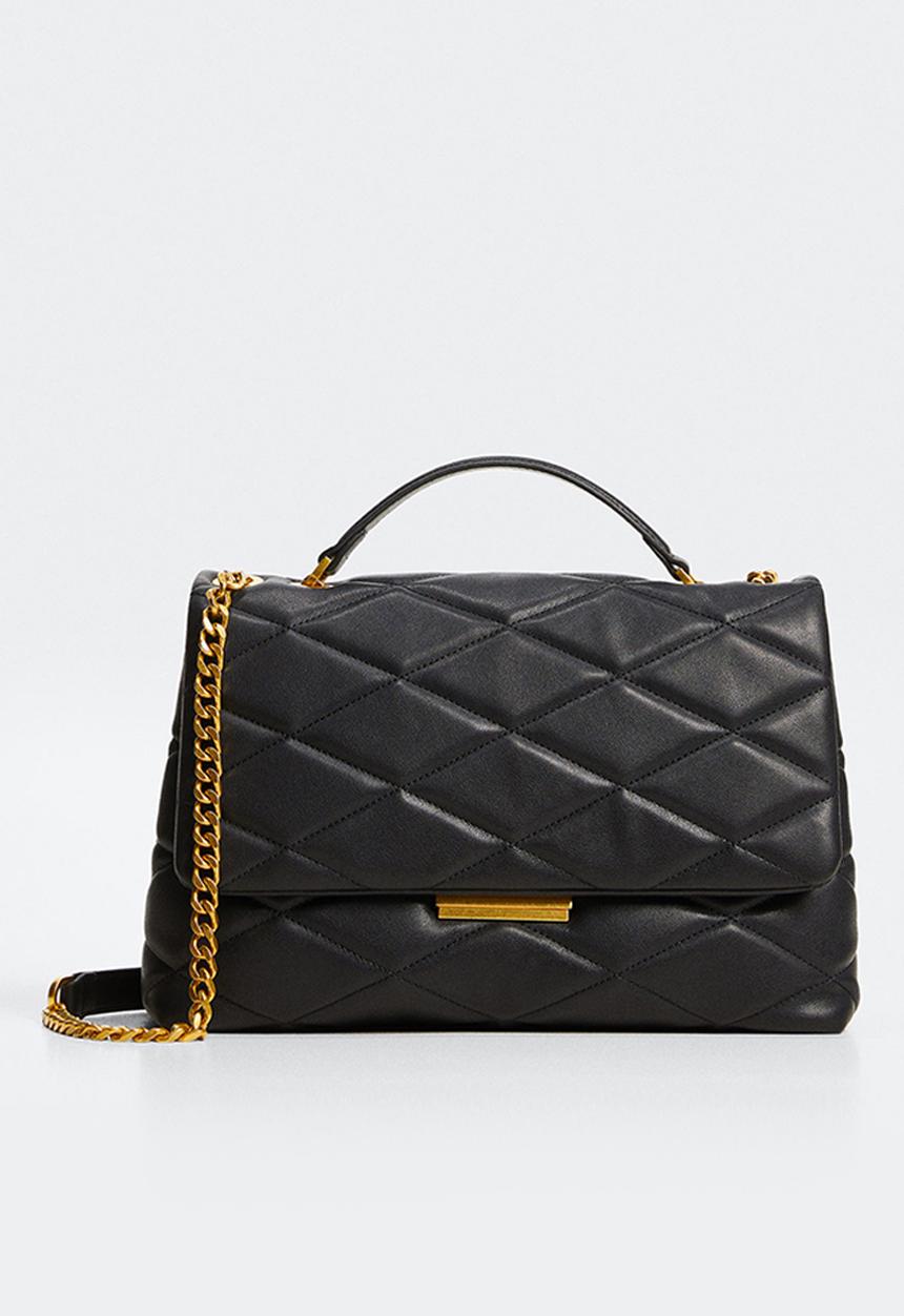 MANGO - Quilted chain bag - black