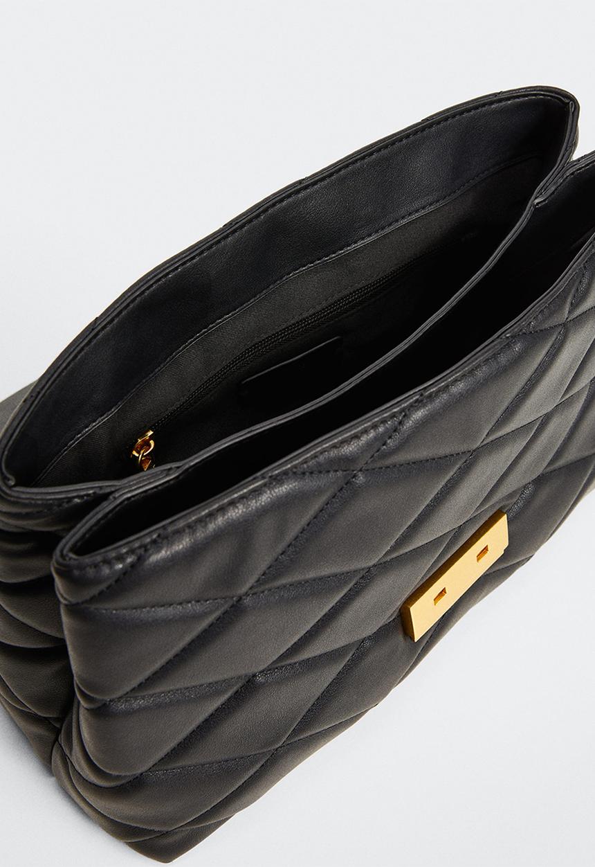 MANGO - Quilted chain bag - black