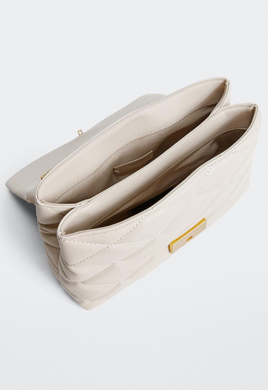 MANGO - Quilted chain bag - light pastel brown