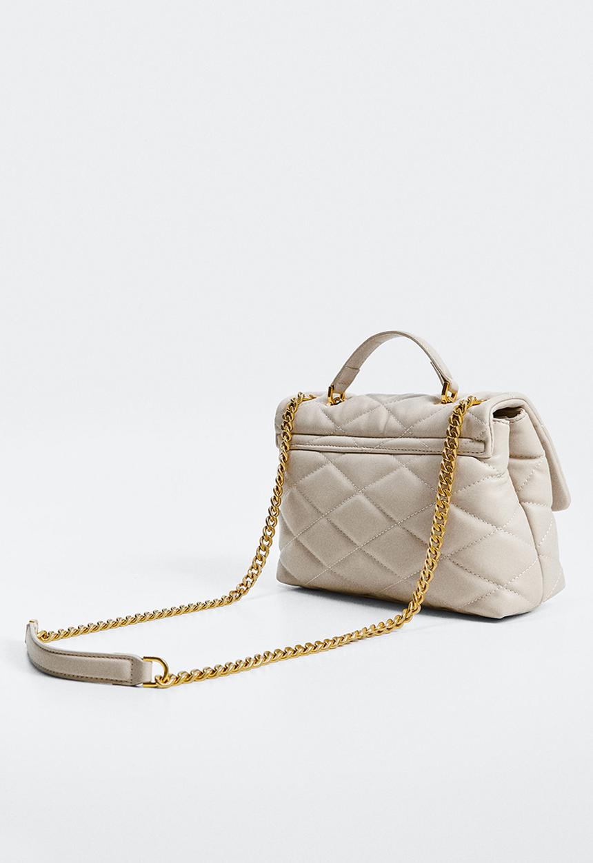 MANGO - Quilted chain bag - light pastel brown