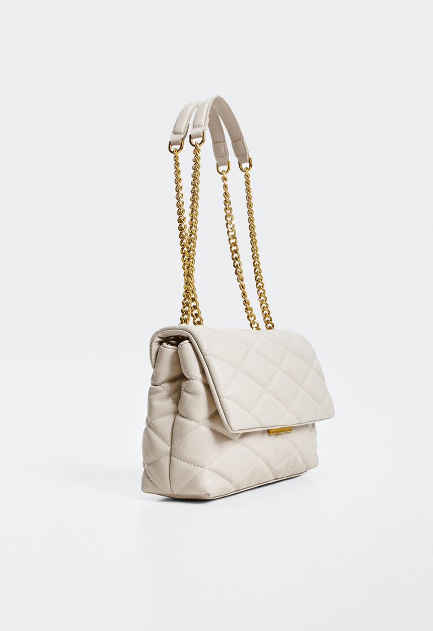 MANGO - Quilted chain bag - light pastel brown