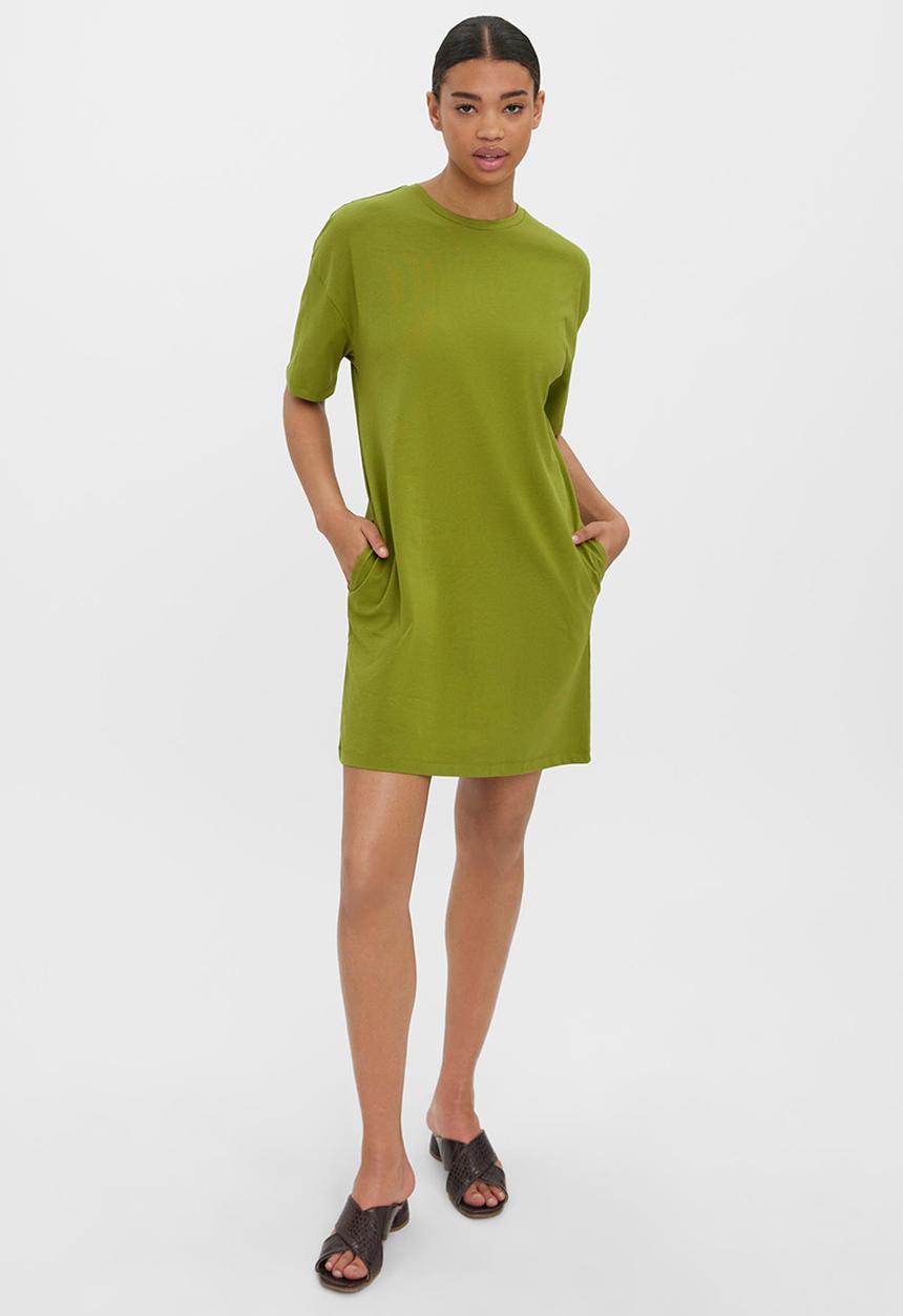 Vero Moda - Onella o-neck 2/4 dress - woodbine