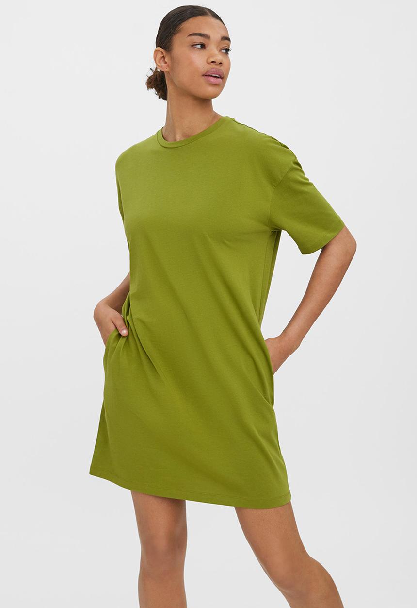 Vero Moda - Onella o-neck 2/4 dress - woodbine