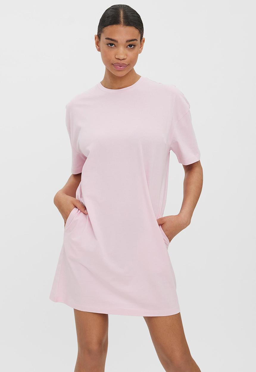 Vero Moda - Onella o-neck 2/4 dress - parfait pink