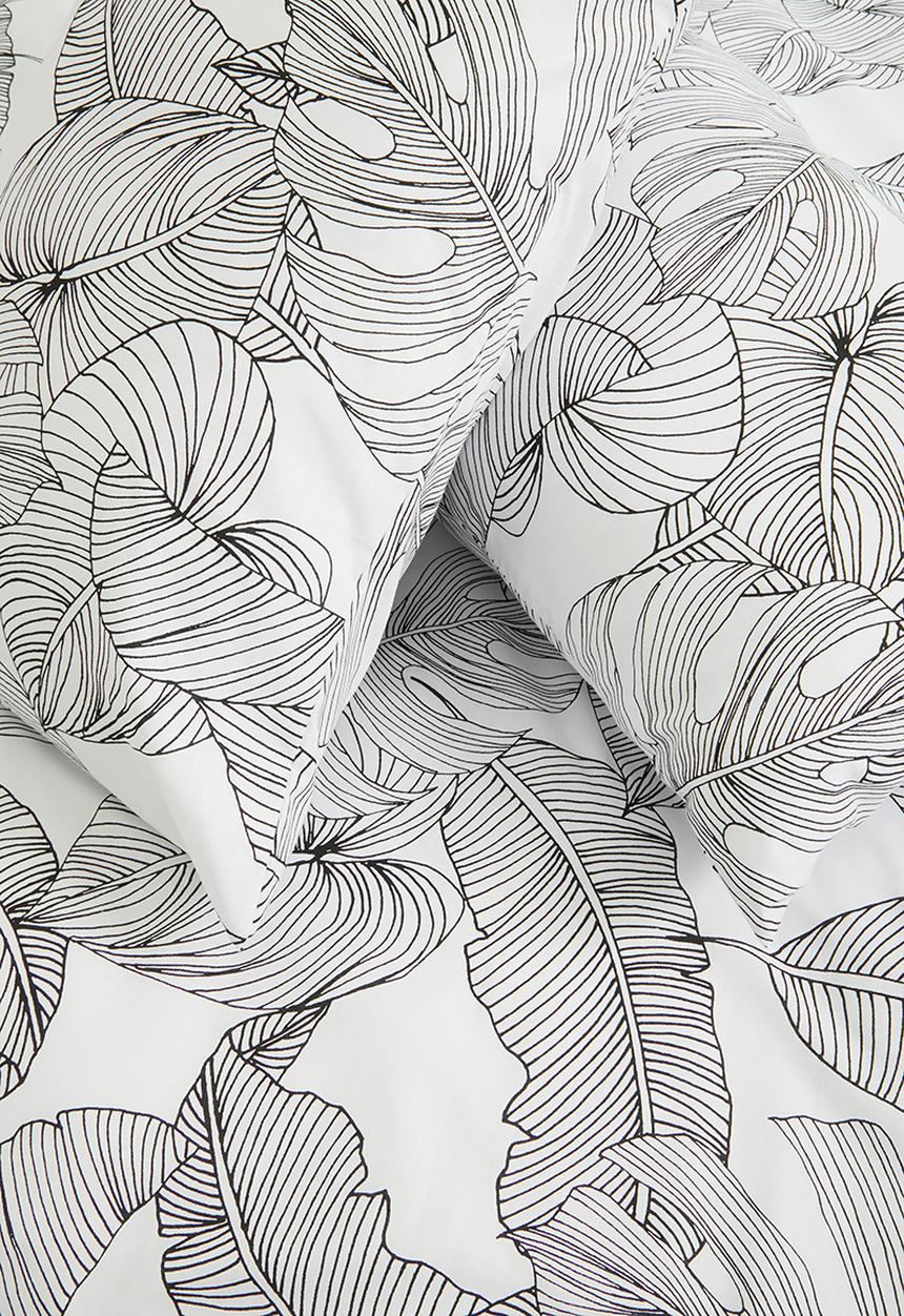 Sixth Floor - Linear tropical printed poly cotton duvet set - black & white