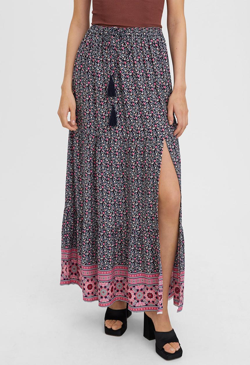 Vero Moda - Amalia long slit boho skirt - navy blazer