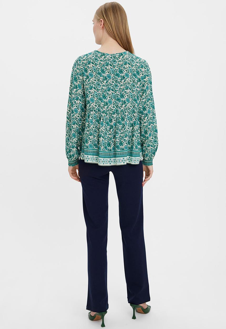 Vero Moda - Sana long sleeve peplum boho top - birch