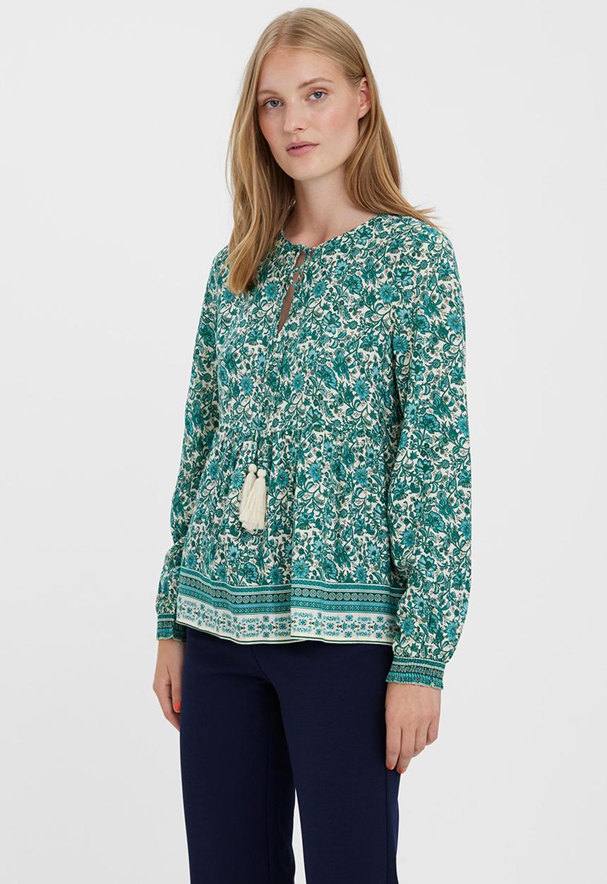 Vero Moda - Sana long sleeve peplum boho top - birch