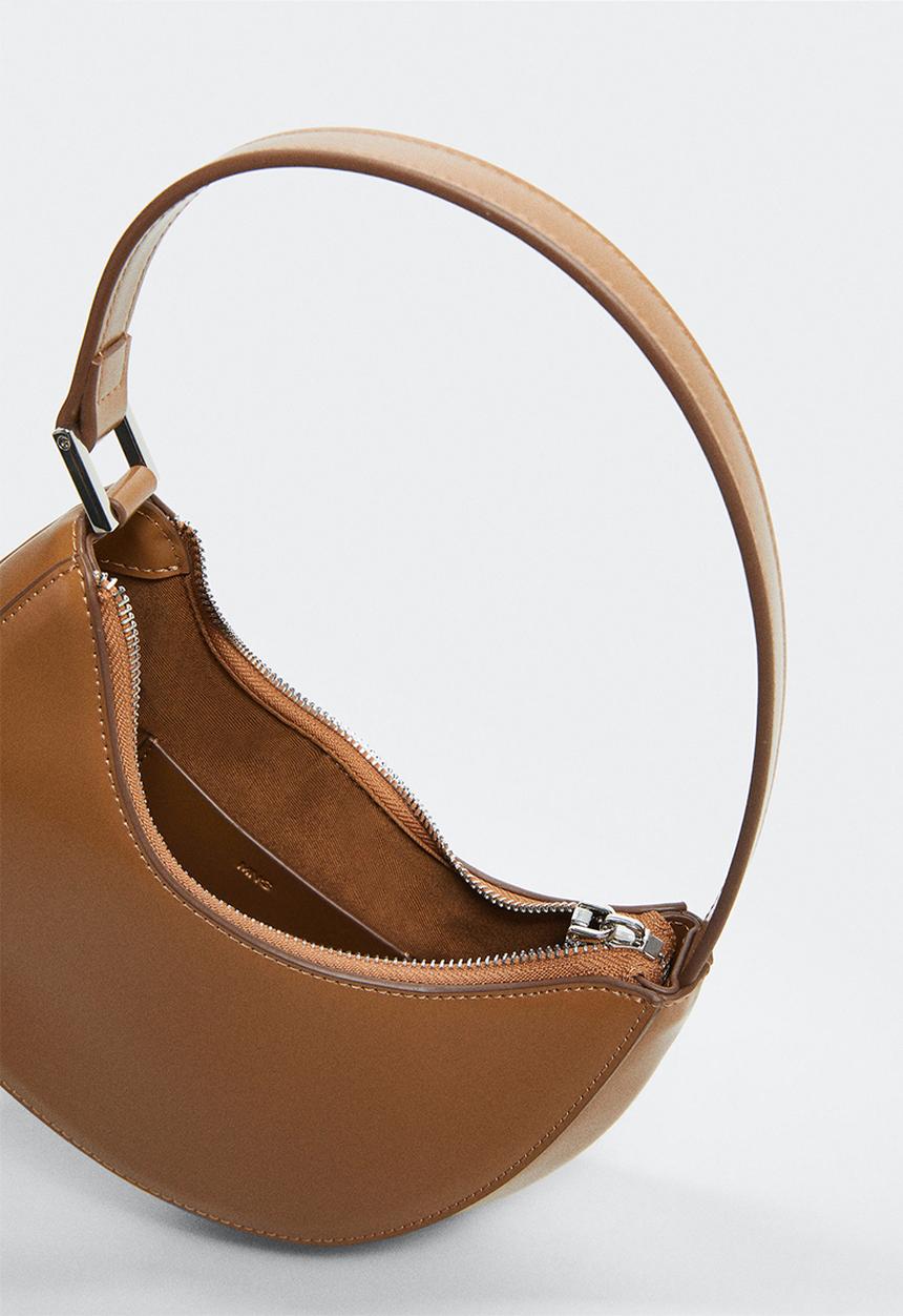 MANGO - Oval short handle bag - medium brown