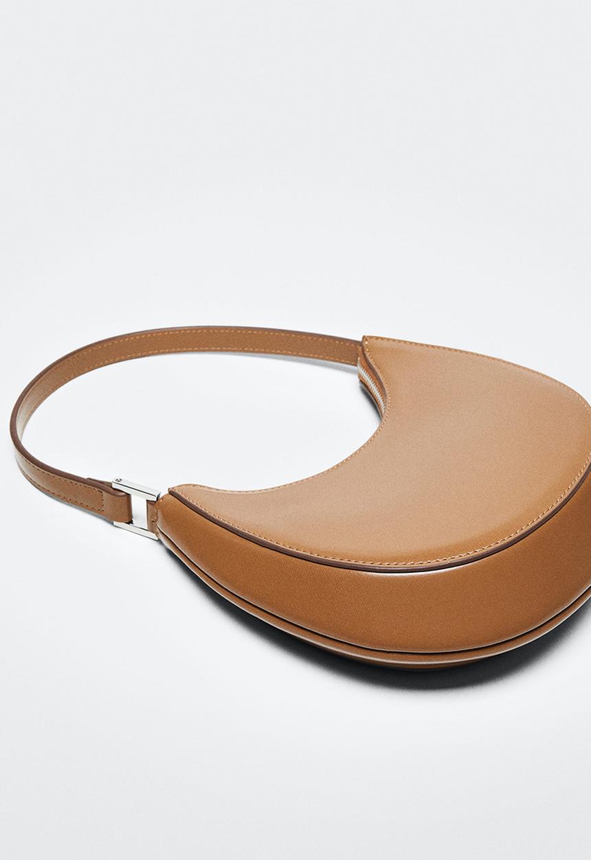 MANGO - Oval short handle bag - medium brown