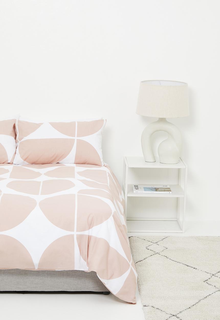 Sixth Floor - Shapes printed poly cotton duvet set - dusty pink