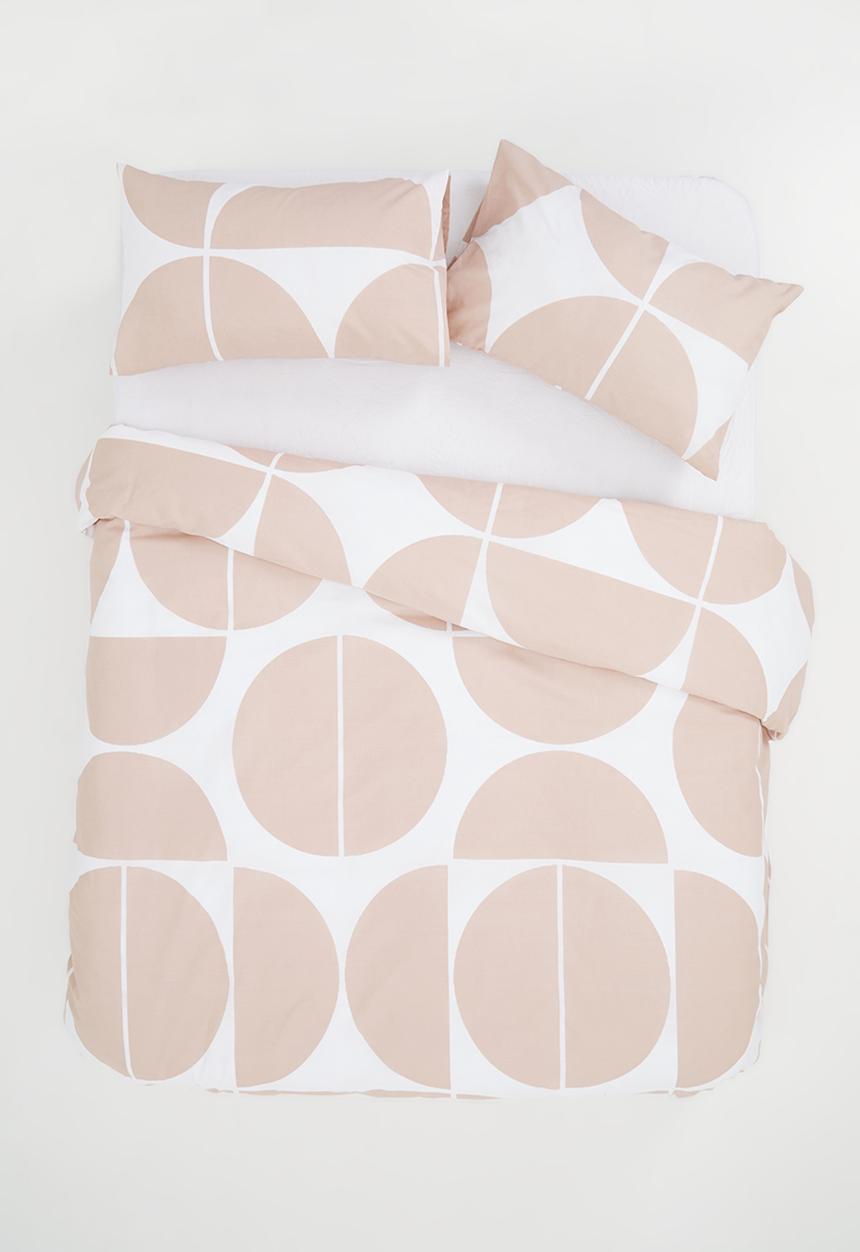 Sixth Floor - Shapes printed poly cotton duvet set - dusty pink