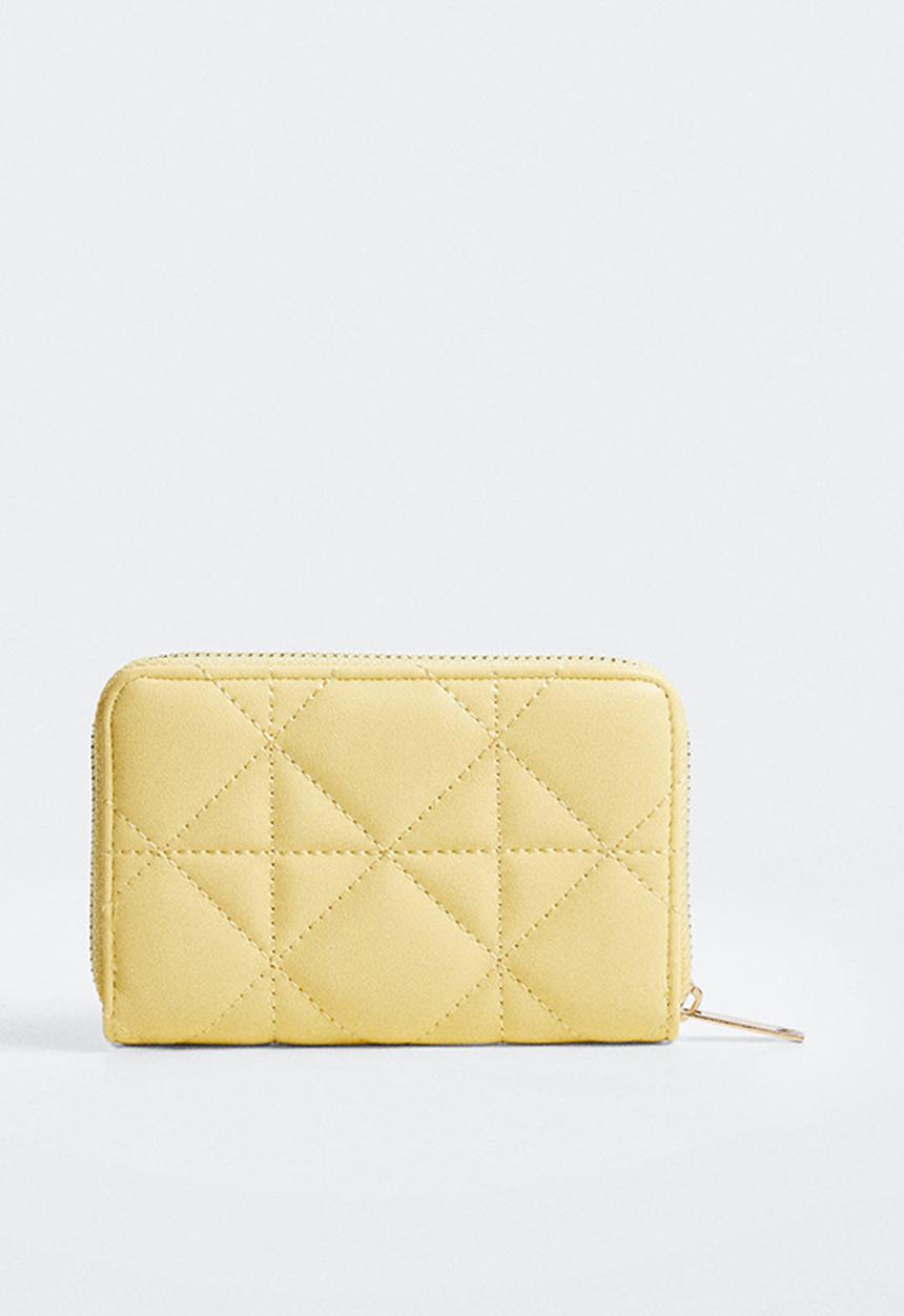 MANGO - Padded logo wallet - pastel yellow