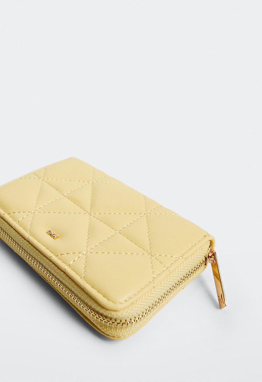 MANGO - Padded logo wallet - pastel yellow
