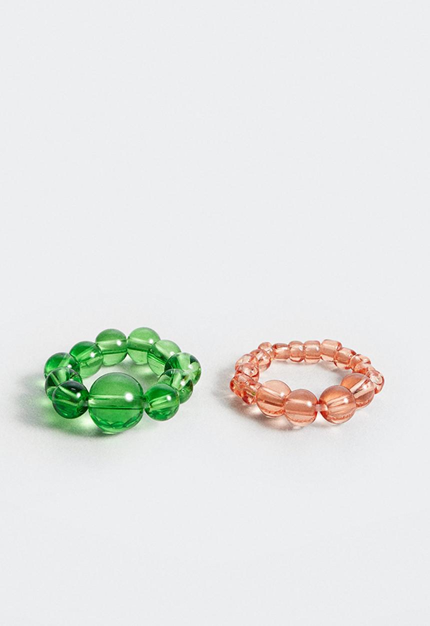 MANGO - Crystal ring set - pastel green