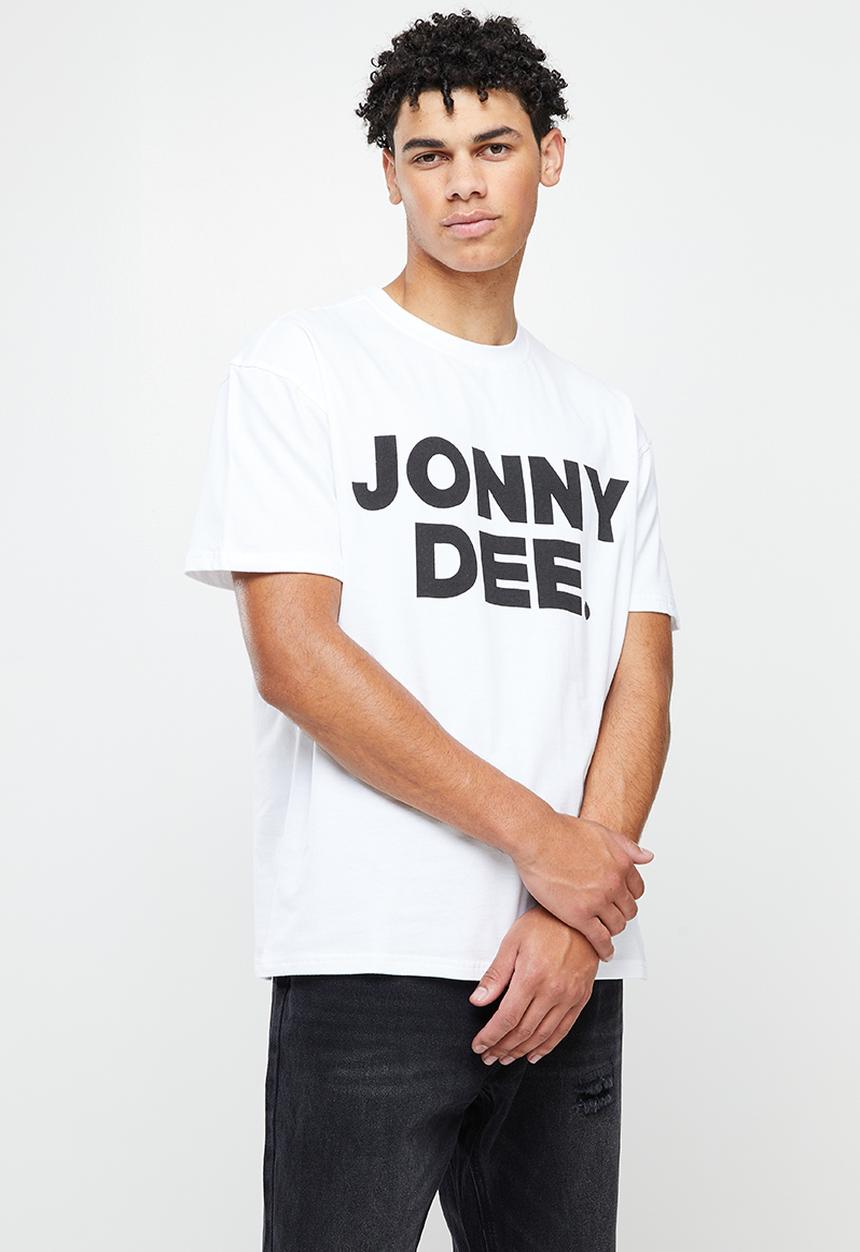 Jonathan D - Jones branded crew neck T-shirt with front print - box fit - white