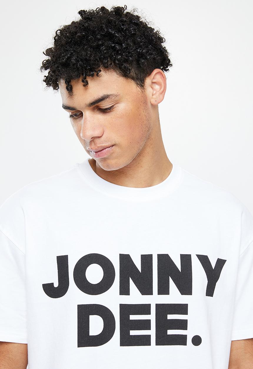Jonathan D - Jones branded crew neck T-shirt with front print - box fit - white